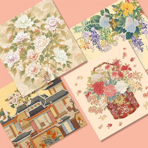 [오색채담] 감사축하카드 [화훼도] 4종세트